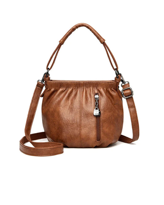 Handtasche Casual Gefaltet Eimer Weiches Leder