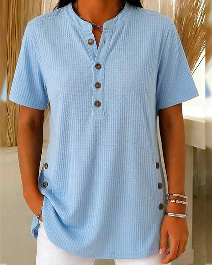 T-Shirt Waffel Henley Kurzarm
