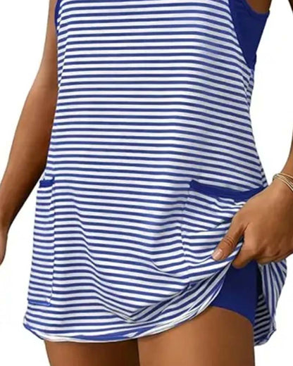 Jumpsuits Gestreift Ärmellos Camisole Lässig