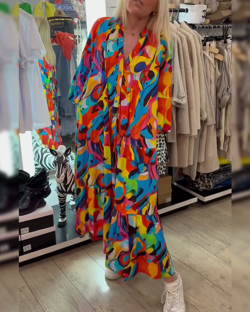 Kleid Abstrakt Graffiti Lang