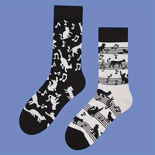 Kreative Socken Mit Katzenmuster Schwarz