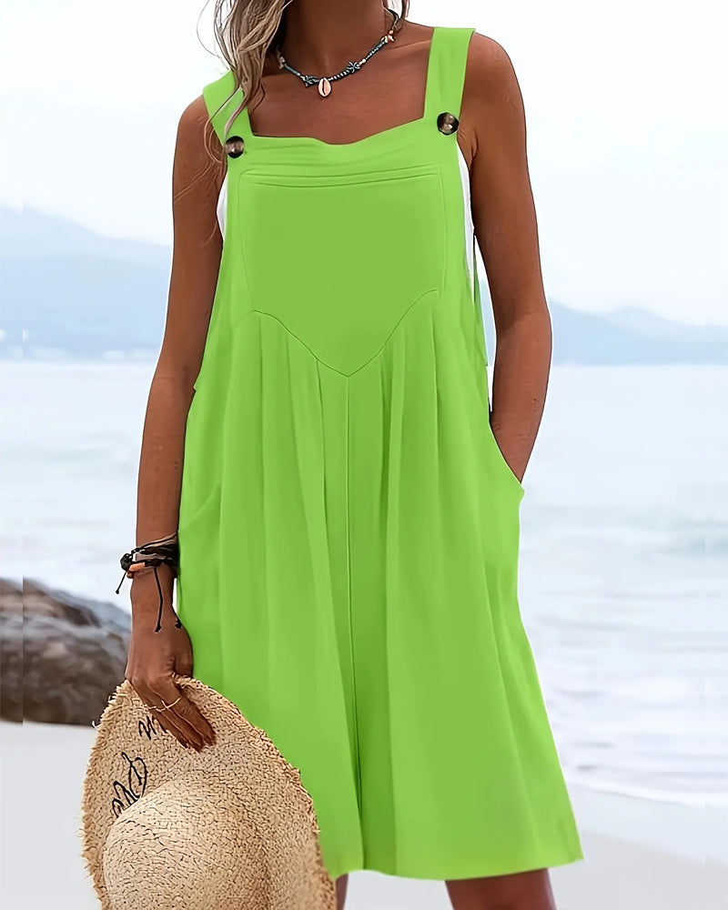 Jumpsuits Lässig Loose Fit Knopftasche
