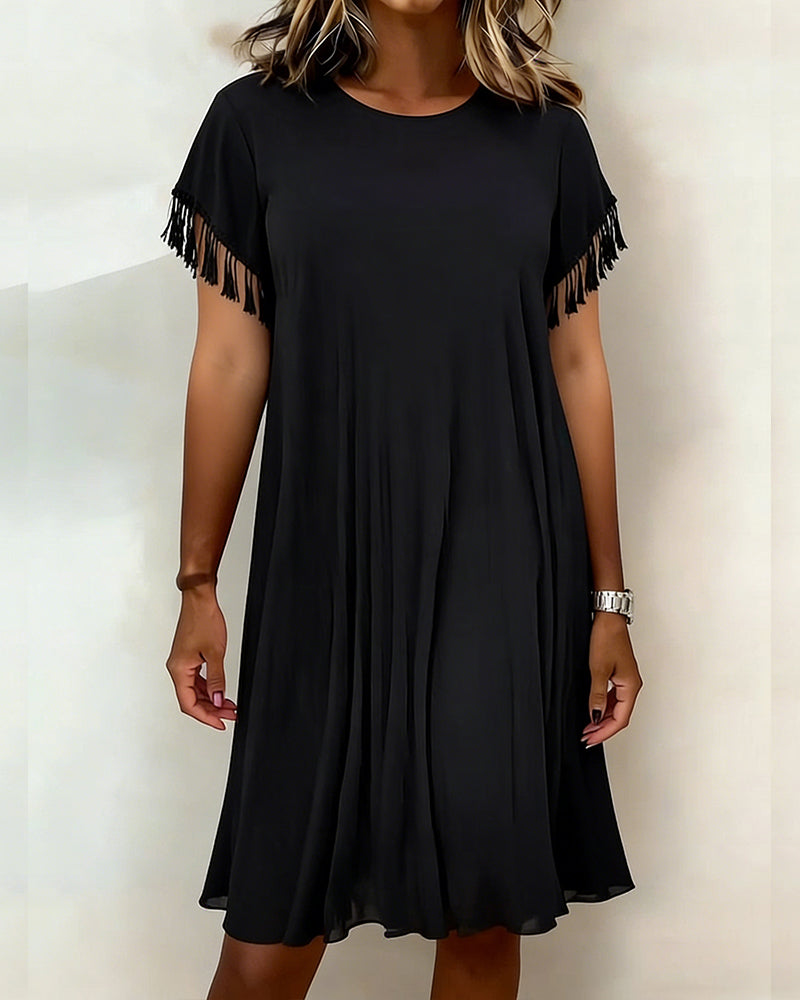Kleid Unifarben Quaste Fallend