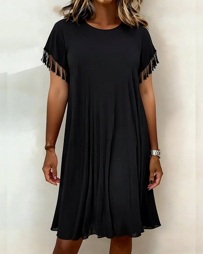Kleid Unifarben Quaste Fallend