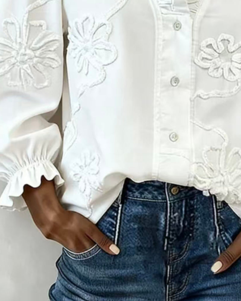 Bluse Rüschen Puffärmel