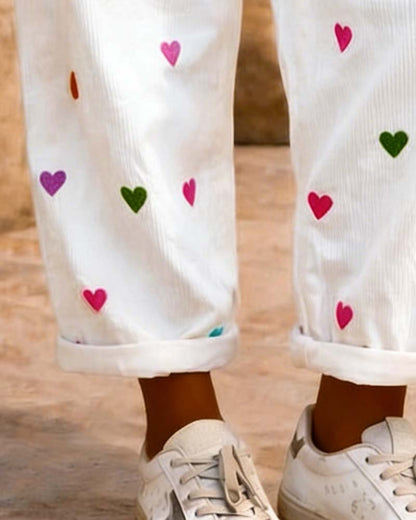 Hosen Herz Elastische Taille Weite Beine Kurz