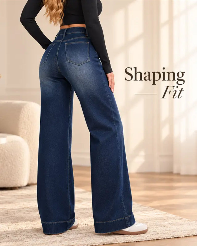 Fleecegefütterte Wide-Leg-Jeans
