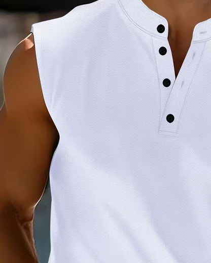 Tanktop Herren Henley Einfarbig Sport