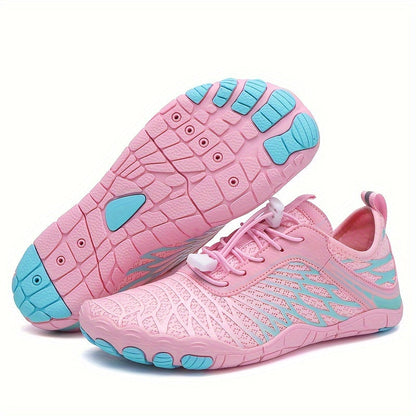 Baskets blanc-rose - chaussures de sport femme à semelles souples