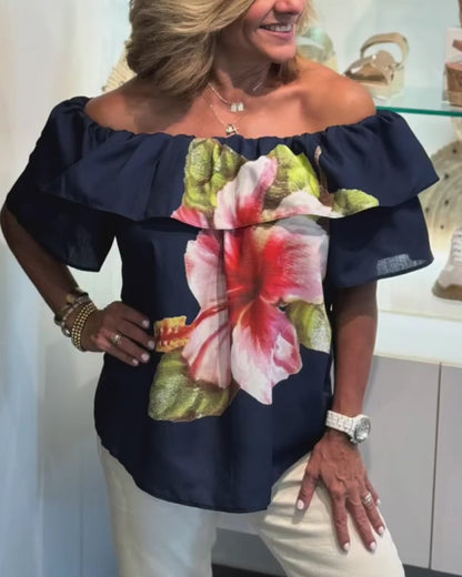 Bluse Blumenmuster Off Shoulder
