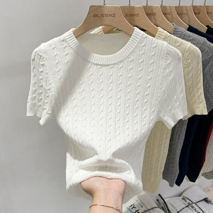 Short Sleeve Knit Sweater Top for Women - Eva