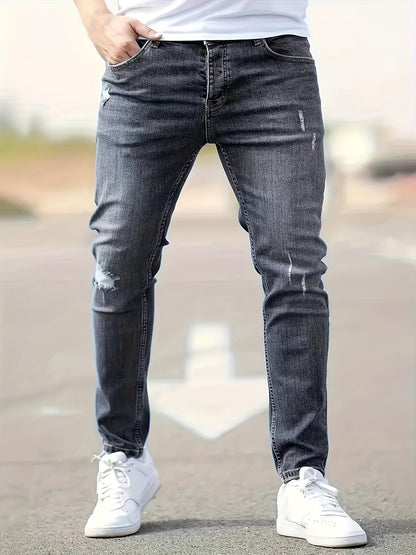 Blaue Slim-Fit Jeans mit Used-Look - Oliver