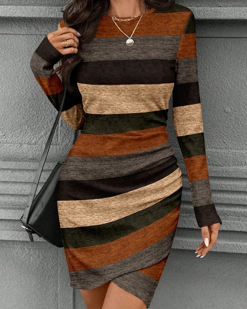 Kleid Vintage Streifen Langarm