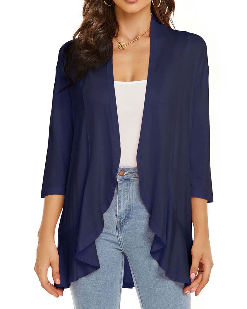 Damen Cardigan Lässig Leichtgewicht Offene Vorderseite