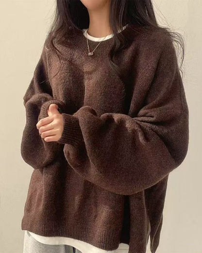 Pullover Rundhals Seite Schlitz