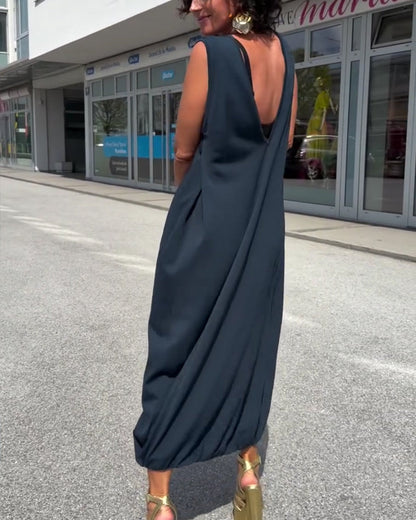 Kleid Mock Neck Ärmellos Locker