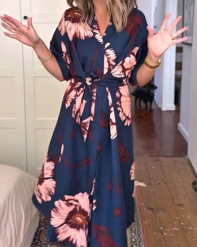 Kleid Blumendruck Hemd