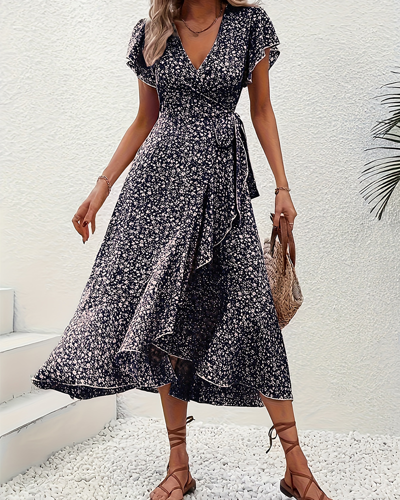 Kleid kleine Blüten binden vorne Urlaub