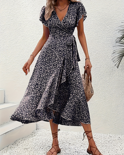 Kleid kleine Blüten binden vorne Urlaub