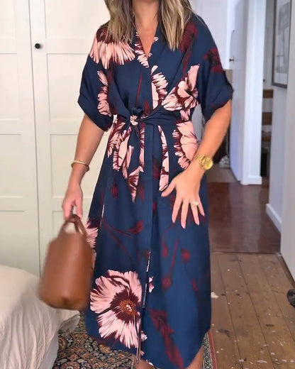 Kleid Blumendruck Hemd