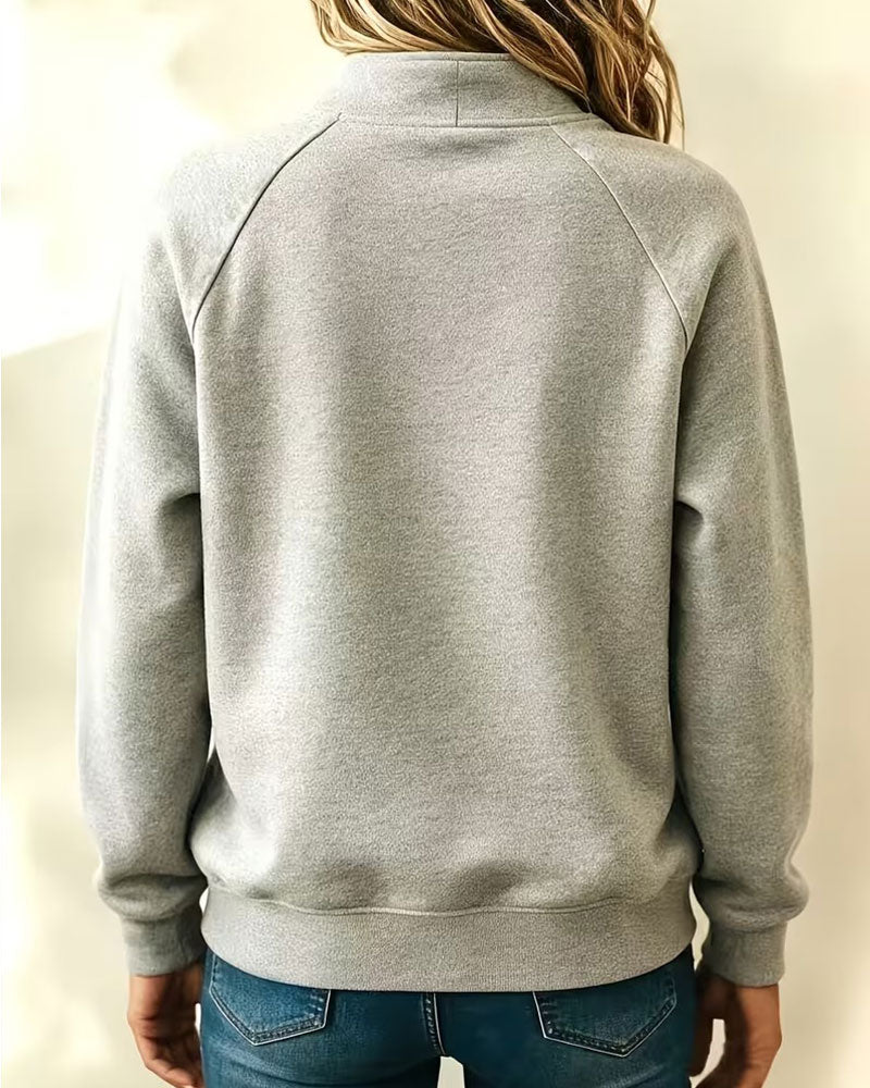 Hoodie Mockneck Knopf Loose Fit Einfarbig