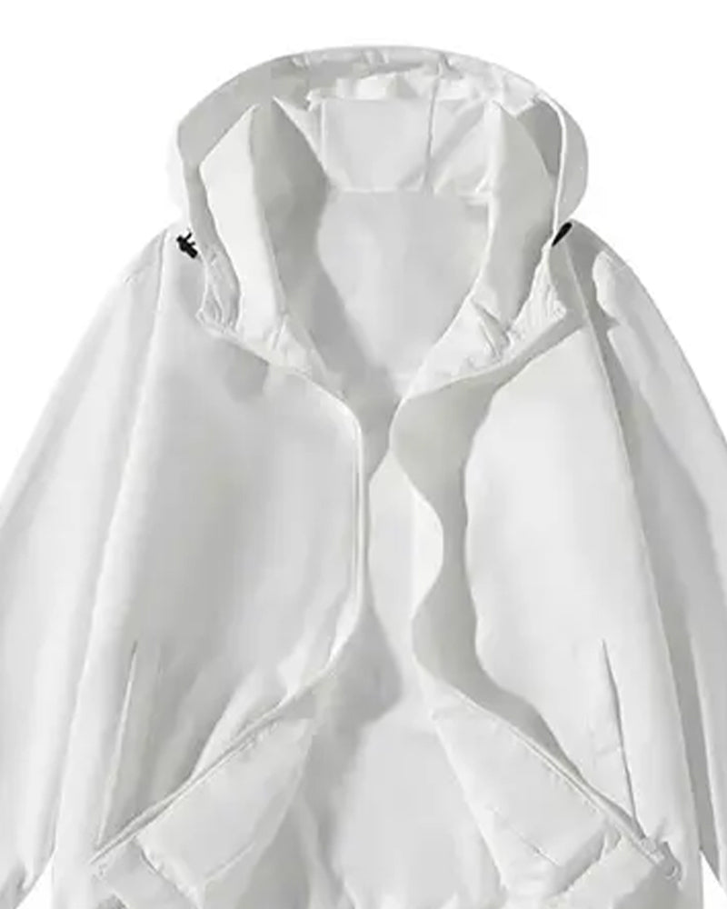 Mantel Einfarbig Entspannt Tasche Kapuzenpullover