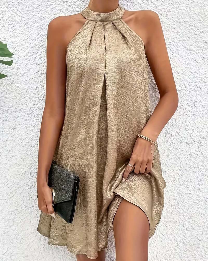 Kleid Leichter Luxus Ärmellos Off-Shoulder Halter