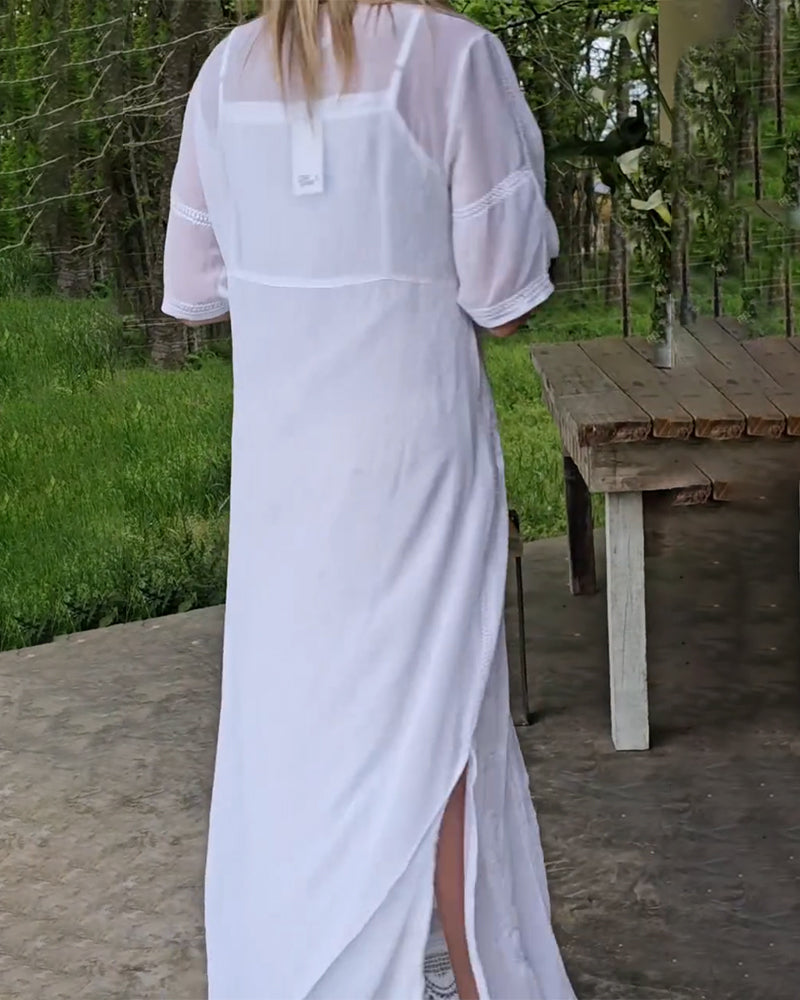 Kleid Elegant V-Ausschnitt Maxi