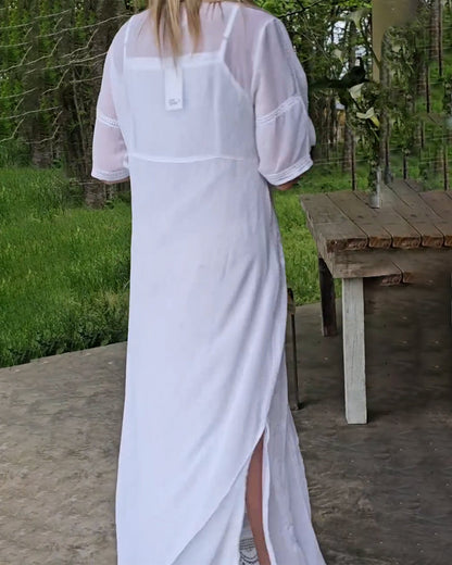 Kleid Elegant V-Ausschnitt Maxi