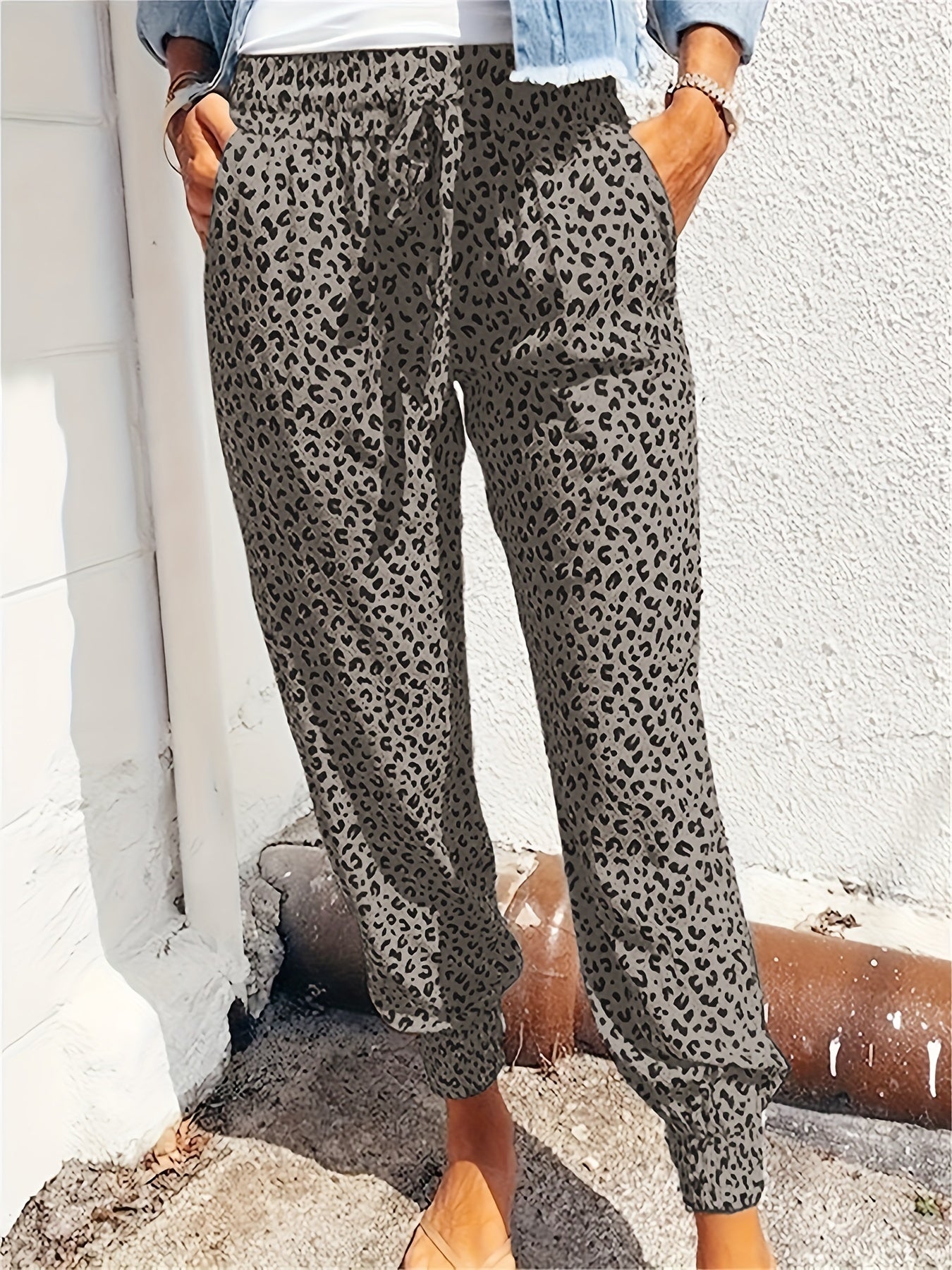 Green leopard print pants - Lea