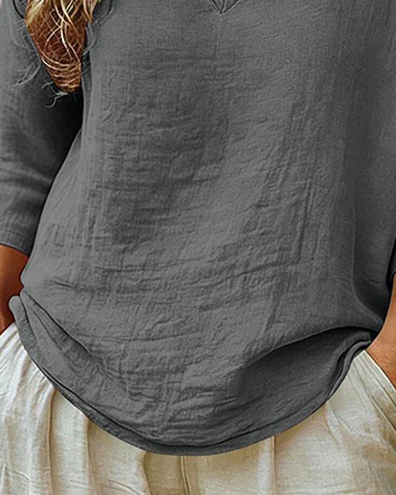 Bluse Drop-Shoulder V-Ausschnitt 3/4-Arm