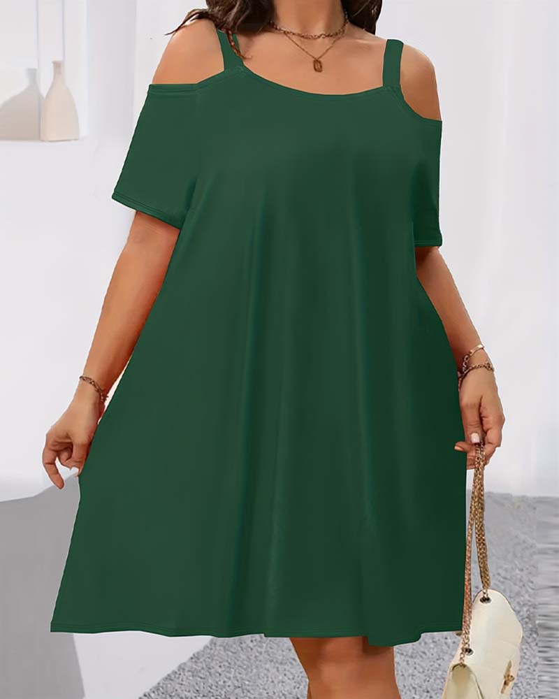 Kleid Einfarbig Off-Shoulder A-Linie