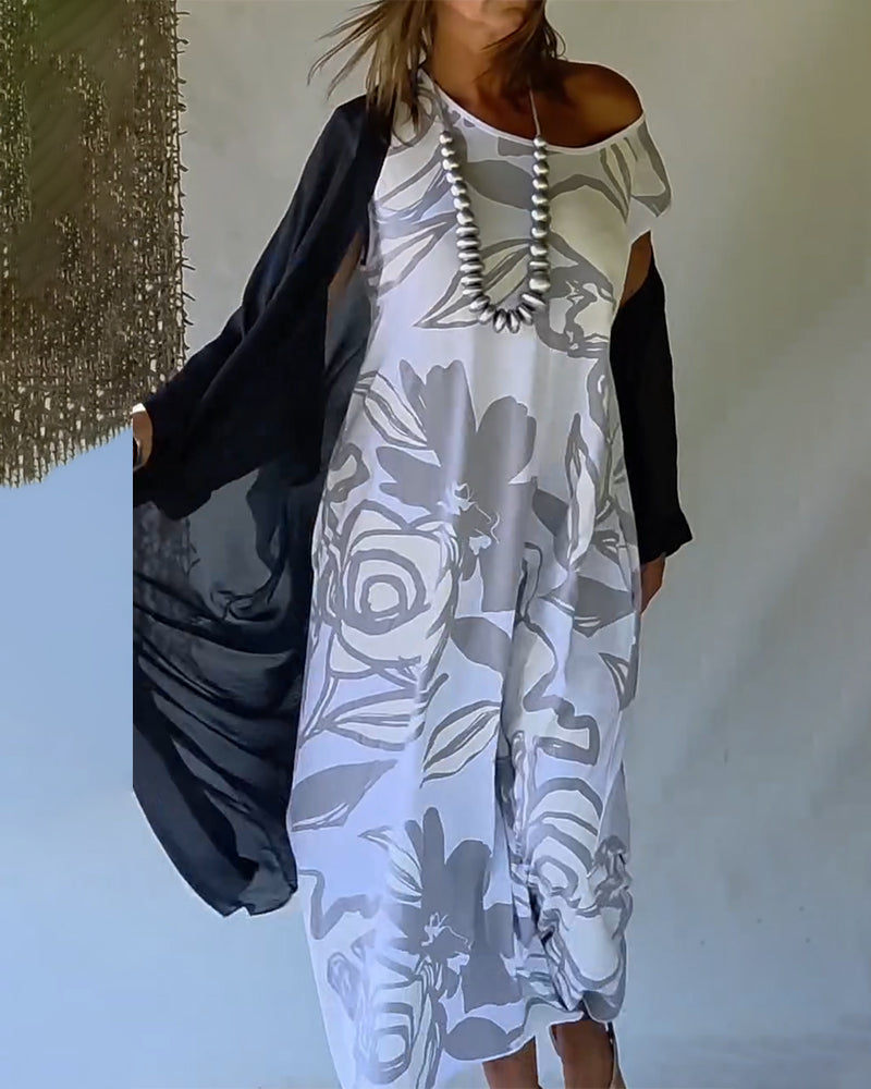 Kleid Abstrakt Blumendruck Ärmellos