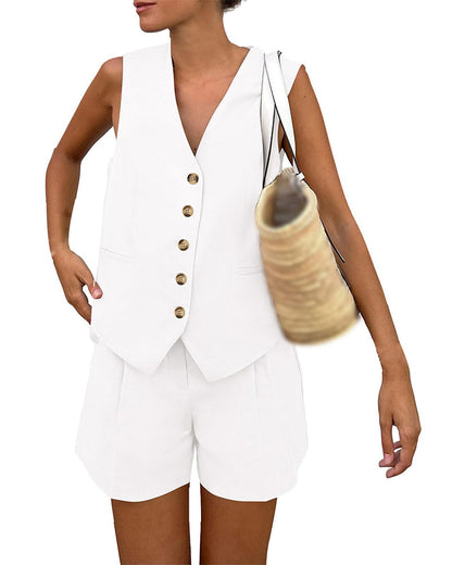 Sett V-Utringning Enspent Tanktopp Shorts