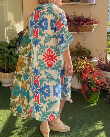Hemdkleid Bohemian Print Loose Fit
