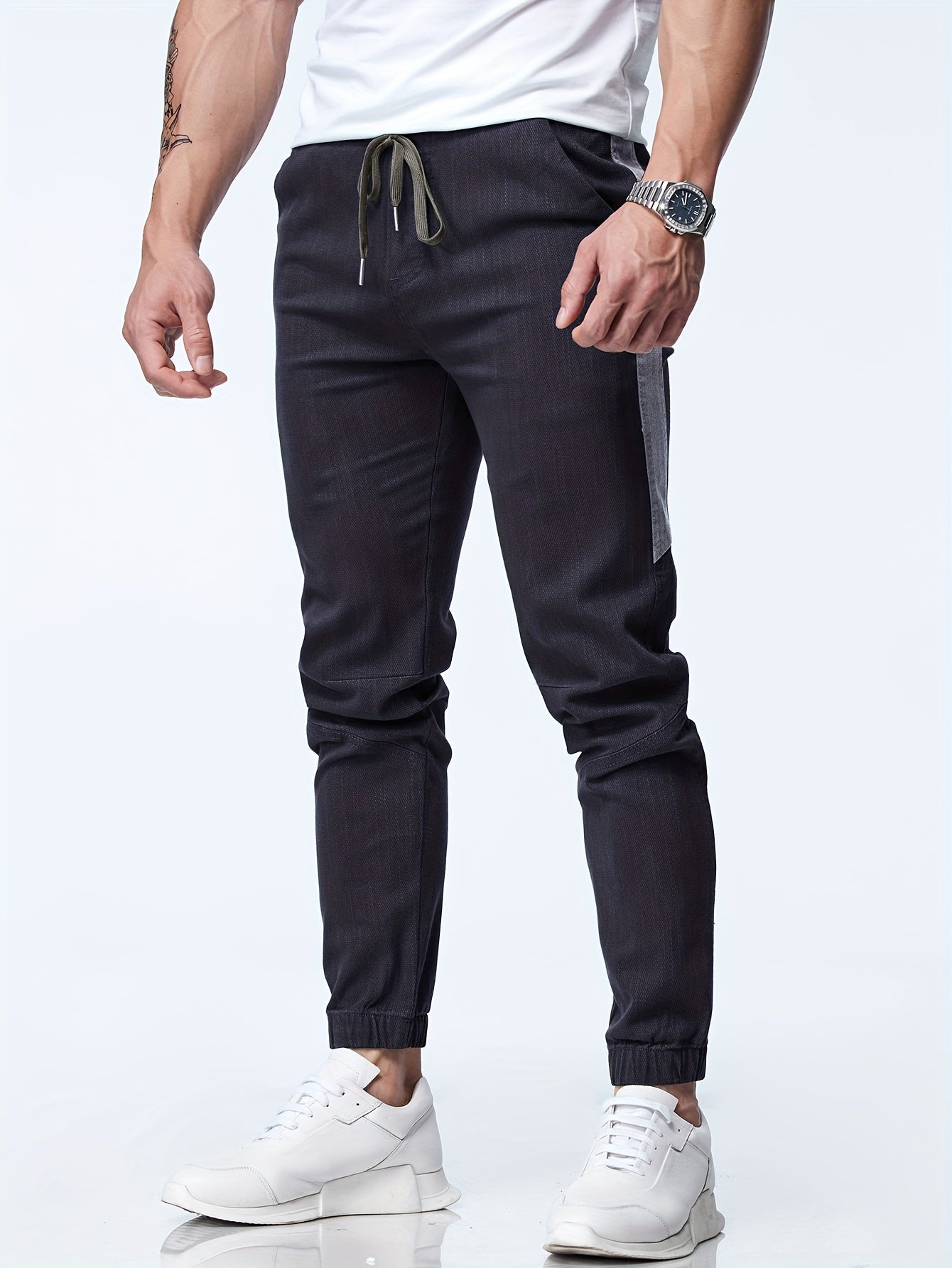 Grey Drawstring Jogger Jeans - Elias