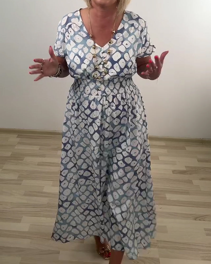 Kleid Elegante Raffinierte Geometrischer Druck Schlitz