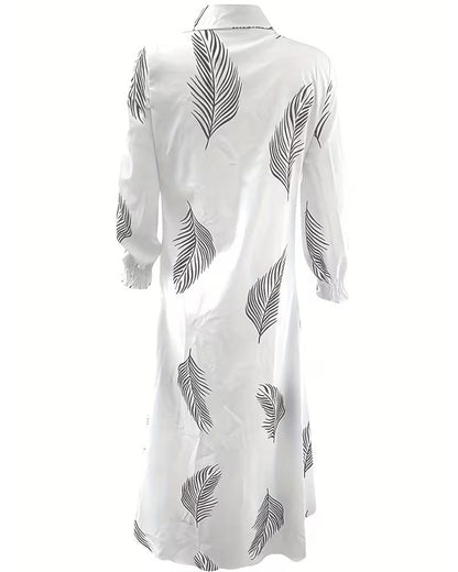 Kleid Palm Blatt Druck Hemd