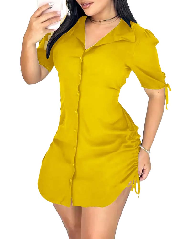 Kleid Taille Binden Hemd
