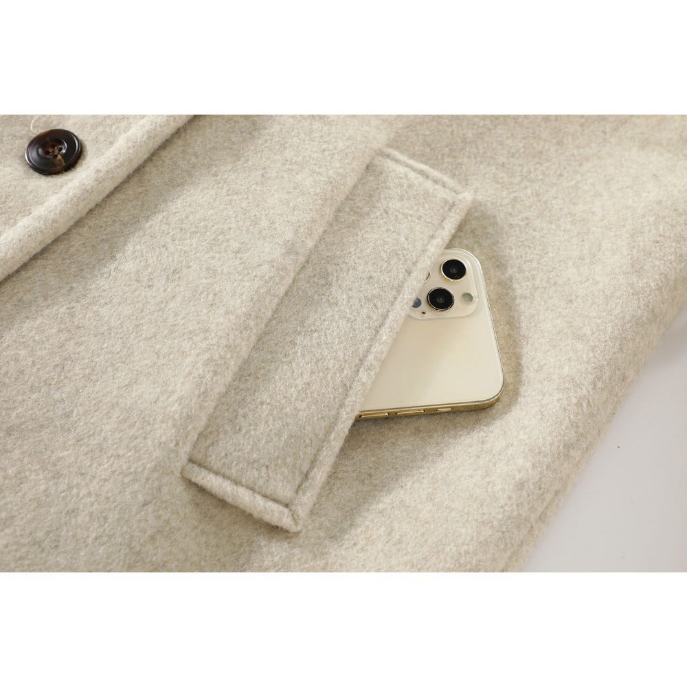 Double Breasted Long Coat with Belt for Women - Lucia