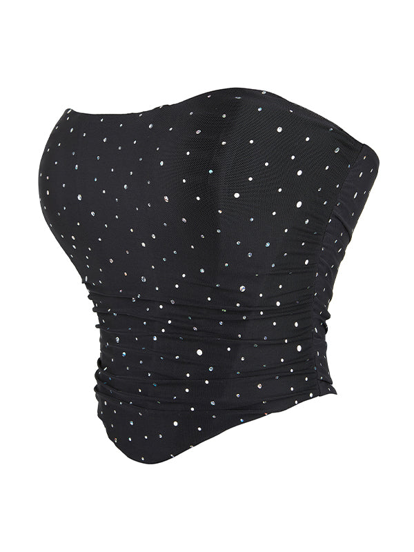 Y2kEinfaches Strass Bandage Korsett Top