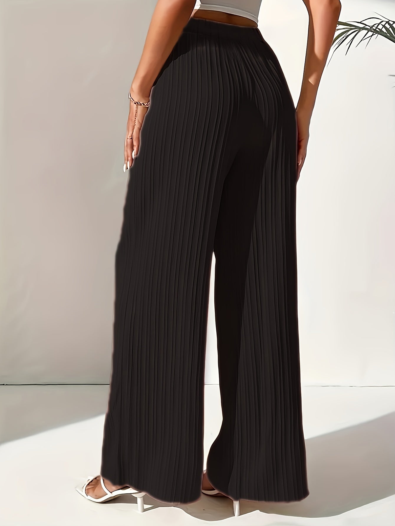 Pink Pleated Wide Leg Pants - Bella