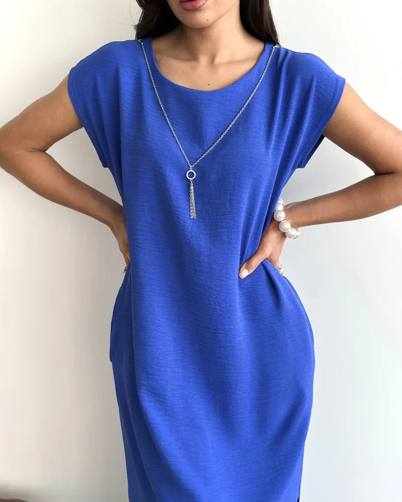 Kleid Midi Länge Schlitz Locker