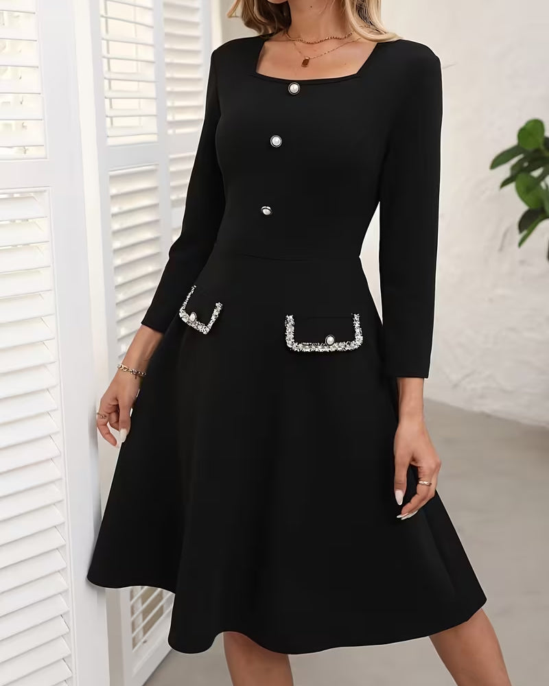 Kleid Temperament Weiter Kragen Slim A-Saum