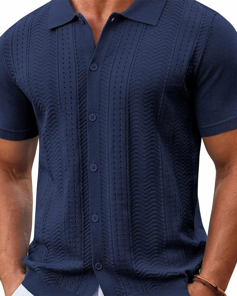 Shirts Durchbrochen Gestrick Knopf