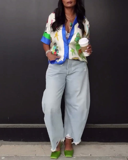 Freizeithemd mit kreativem Reversdruck