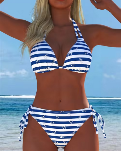 Bikini Doppelter Träger Halter Gestreift