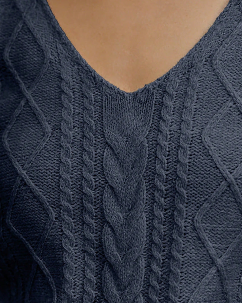 Pullover Argyle Kurzarm V-Ausschnitt