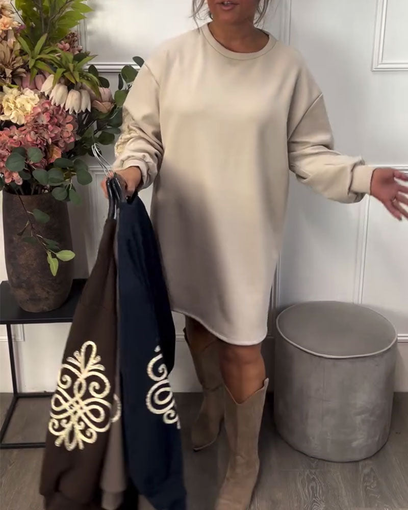 Kleid mit Rundhalsausschnitt und lockerer Passform