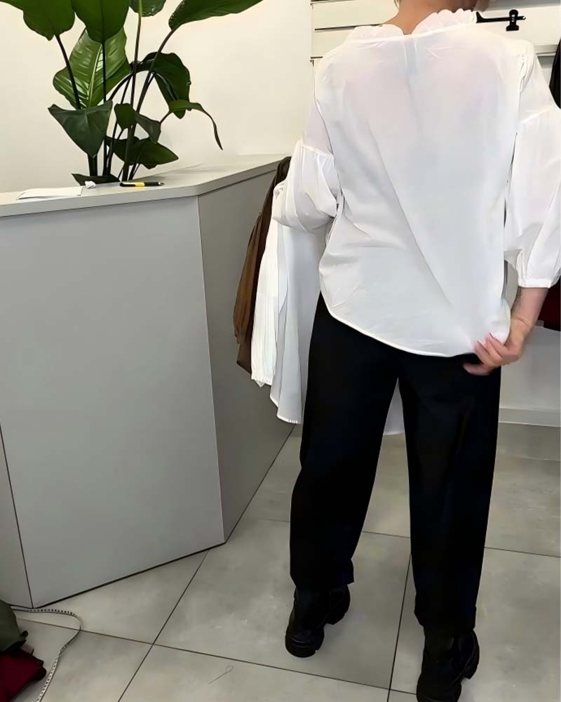 Bluse Laternenärmel Pilz Spitze